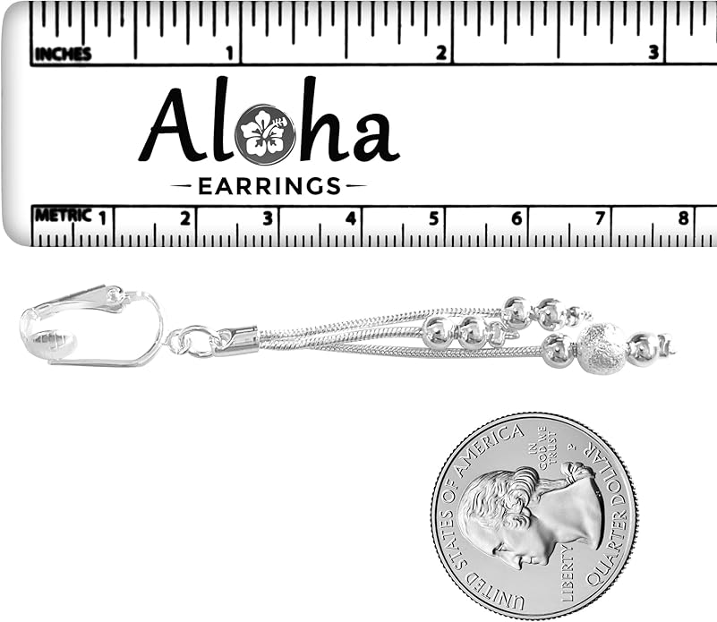 Silver Clip On Earrings For Women, They Look Pierced, Don't Pinch & Won't Fall Off, Hypoallergenic & Lightweight