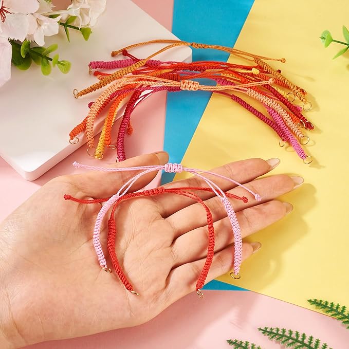 30Pcs Braided Adjustable Cord for Bracelet,Semi Finished Friendship Bracelet String,Waxed Polyester Cord Adjustable Bracelet Knot Rope Handmade Braid String for Jewelry Making DIY Craft