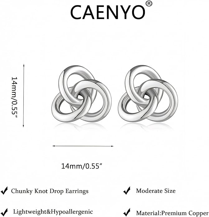 Gold Knot Earrings for Women Trendy Stud Earrings Chunky Statement Drop Dangle Earrings Lightweight Hypoallergenic Jewelry Women Christmas Gifts