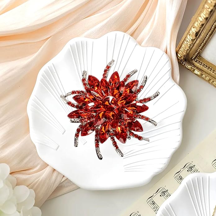 Wanheart Sunflower Brooch Pin Rhinestone Crystal Flower Jewelry Vintage Elegant Brooch for Women Dress Hat Bag Accessories