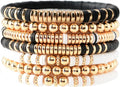 GOOJIDS Surfer Heishi Clay Bead Bracelets for Women Bohemian Stackable Gold Plated Beaded Stretch Bracelets Elastic Layering Friendship Bracelets Set Boho Jewelry