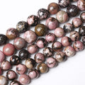 6mm 60pcs Natural Black Lace Rhodonite Beads Healing Power Stones Round Loose Gemstone Beads for Jewelry Making DIY Bracelet Necklace 15"