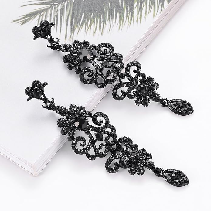 mecresh Gold/Silver Rhinestone Chandelier Wedding Bridal Dangle Earrings
