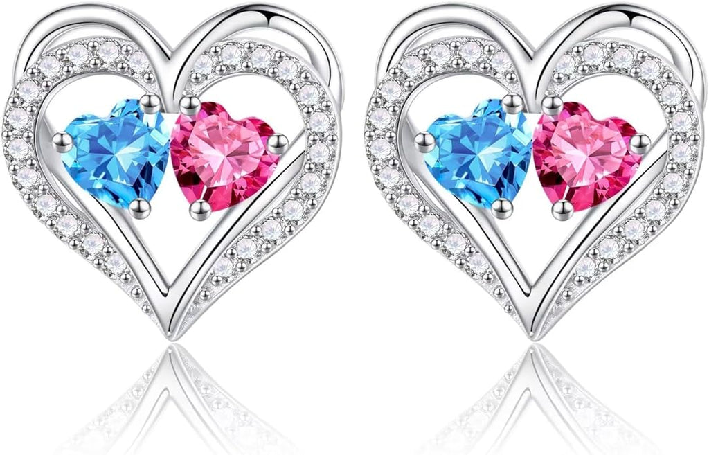 Iefil Valentines Day Gifts for Her - 925 Sterling Silver Birthstone Earrings, Anniversary Birthday Gifts for Women Wife Girlfriend Mom