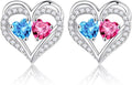 Iefil Valentines Day Gifts for Her - 925 Sterling Silver Birthstone Earrings, Anniversary Birthday Gifts for Women Wife Girlfriend Mom