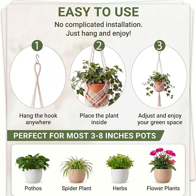 Shappy 1 Pack Boho Macrame Plant Hanger - Image 3