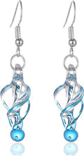 BESHEEK Handmade Earrings Murano Glass Inspired Unique Blue Purple Black Tornado Twirl Glass Dangle Drop Earrings for Women Hypoallergenic Earrings Jewelry