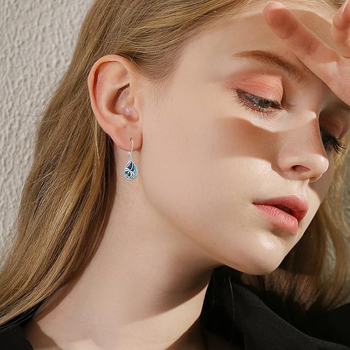 Animal Earrings 925 Sterling Silver Abalone Shell Dangle Drop Earrings Leverback Earrings Cute Animal Jewelry Gifts for Women Girlfriend