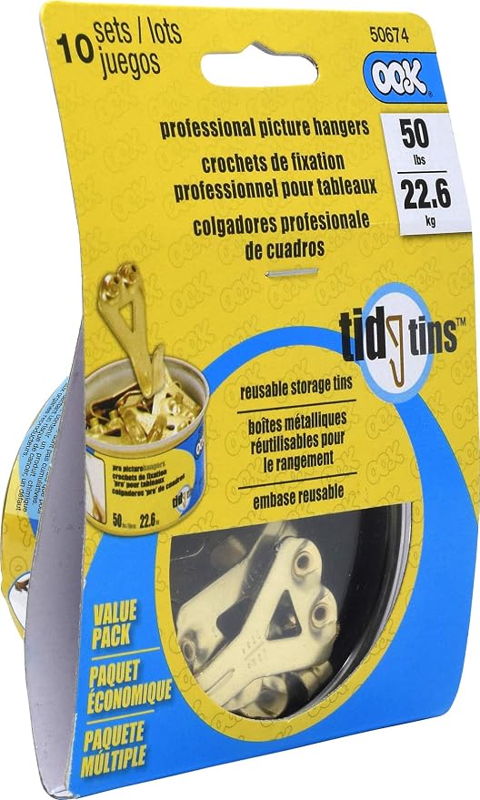 OOK 50674 Professional Picture Hangers, Reusable Art Hooks, 50lbs Gold | Padded - Image 6