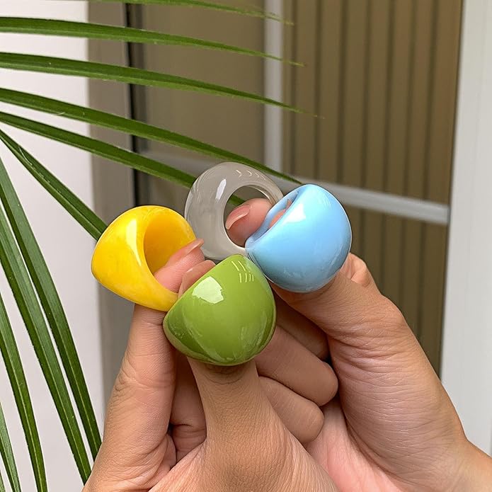 Colorful Chunky Acrylic Ring for Women,Vintage Statement Stackable Rings Candy Color Knuckle Finger Rings Y2K Fashion Classic Jewelry