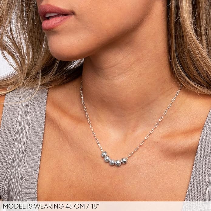 MyNameNecklace Personalized The Balance Charm Necklace with Custom Engraved Beads - Cable/Link Chain - Dainty Gift for Mom, Her - Jewelry for Christmas