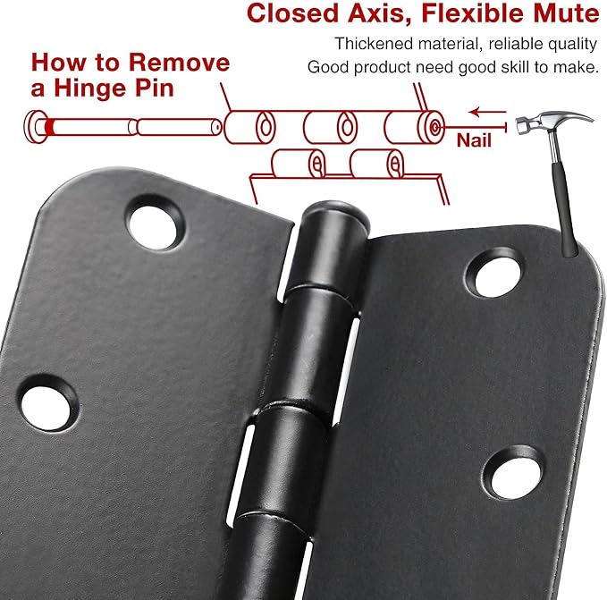 30 Pack Matte Black Door Hinges 3 1/2 Interior - Image 5