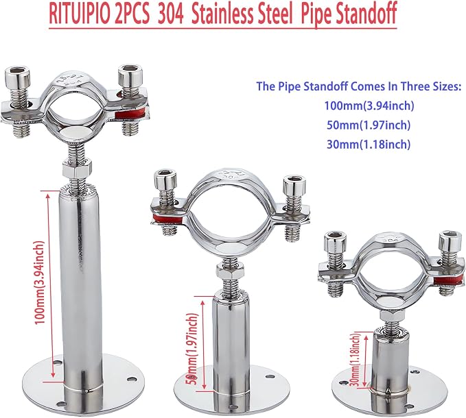 2PCS Wall & Ceiling Mount Pipe Supports - Image 2
