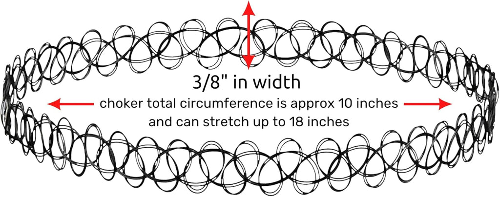 BodyJ4You 2PC Tattoo Choker Necklace - 90s Choker Necklace Women - 2000s Y2K Black Chokers Rainbow Choker - Butterfly Ying Yang Unicorn Rainbow Charms - Stretchy Elastic Necklace
