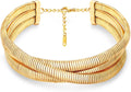 Chunky Gold Choker Necklace for Women, 14K Gold Plated Snake Chain Statement Necklace Triple Twsited Layered Choker Necklaces Jewelry Gifts
