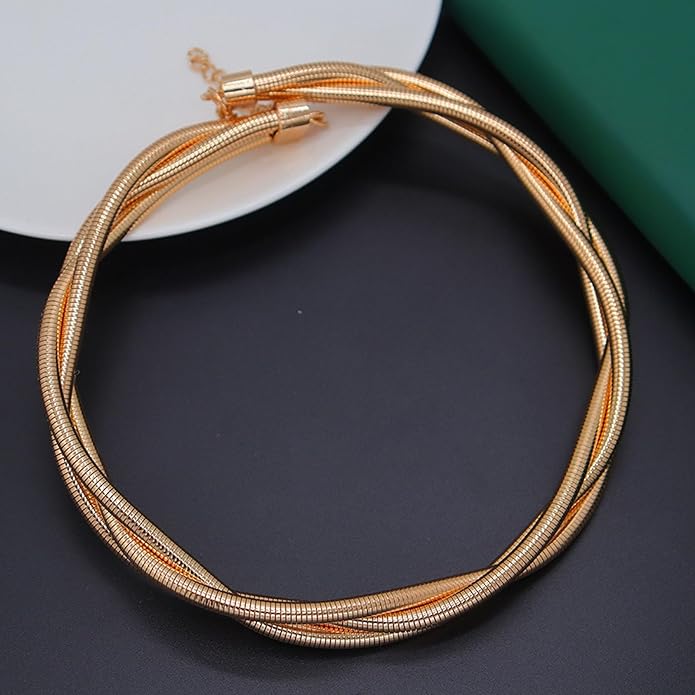 Chunky Gold Snake Chain Choker for Women Stainless Steel Layered Collar Necklace Punk Gothic Y2K Statement Jewelry Gift