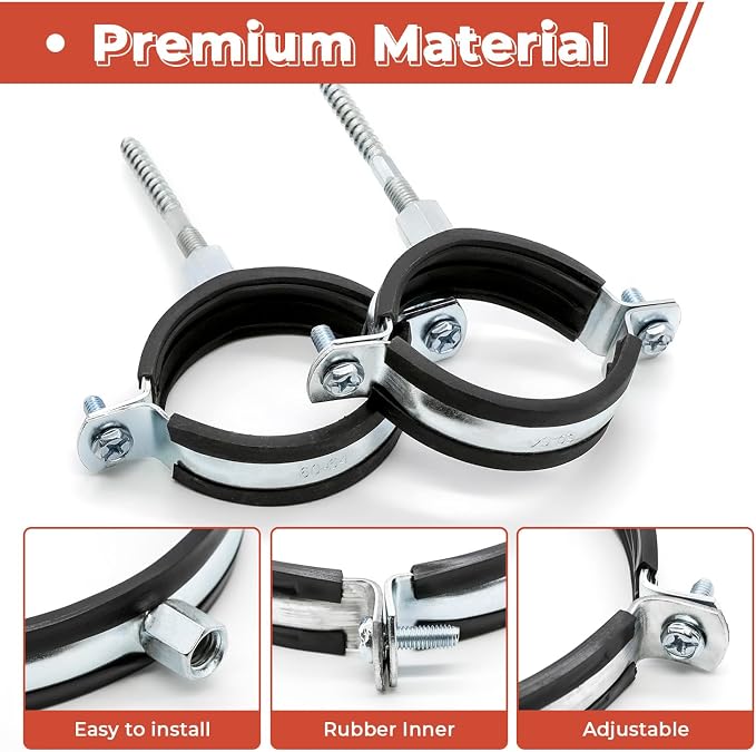 6 Pcs 1.9-2 Inch Split Ring Pipe Hanger, 47-51mm Heavy Duty Adjustable Pipe - Image 3