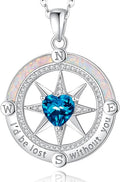 FANCIME Compass Necklace for Women Sterling Silver Compass Jewelry Opal Pendant Fine Jewelry Gemstone Birthday Christmas Gifts for Wife