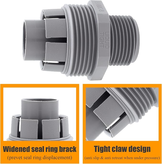 4Pcs NPT 1/2" Electrical Conduit Connector Fittings | 180D, PVC Non-metallic - Image 4