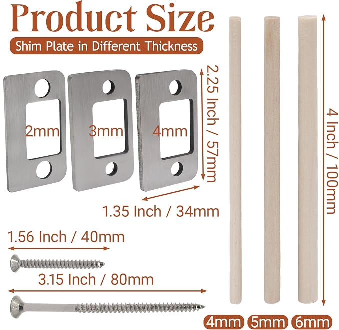 Door Strike Shim Plates 3 Pcs, Stainless Steel Spacers, Stainless Steel Rust - Image 2