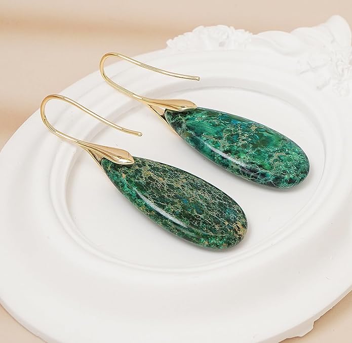 Natural Stone Earrings Waterdrop Stone Dangle Earrings for Women