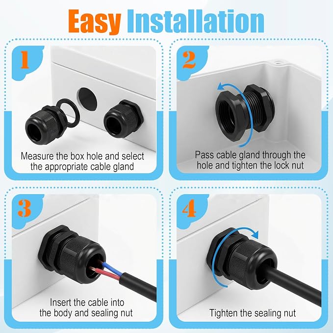72pcs Cable Glands Kit strain relief cord connector Grip waterproof cable gland - Image 7