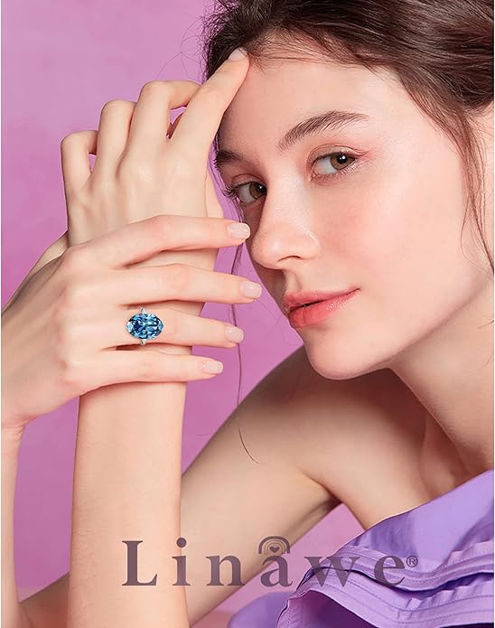 Linawe Cubic Zirconia Imitation Diamond Moissanite Rings for Women, 14K Gold/Rose Gold/Silver Adjustable Chunky Ring, Costume Rhinestone Jewelry for Wedding Engagement