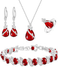 LMXXVJ Jewelry Set for Women,Teardrop Cubic Zirconia Necklace Earrings Adjustable Ring Bracelet Jewelry Set Formal Jewelry Gift