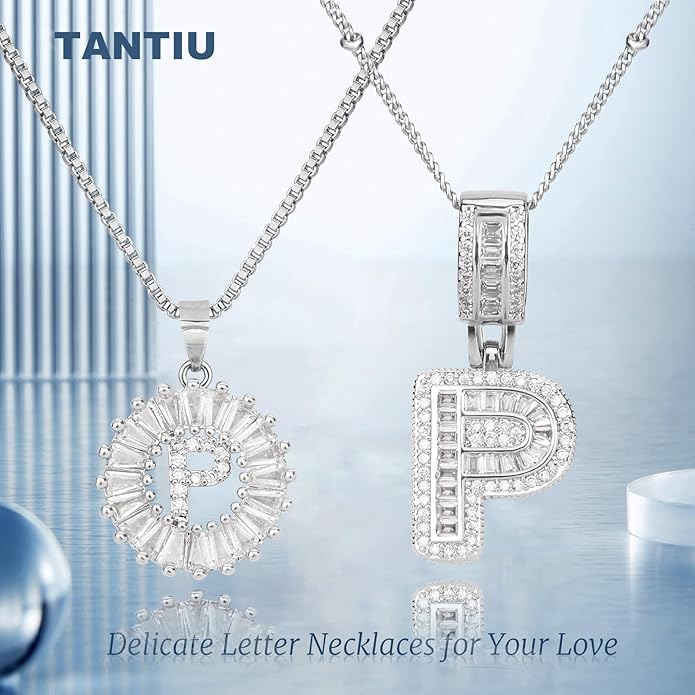 14K Gold Plated Alphabet Necklace Cubic Zirconia Letter Pendant, Personalized Name Jewelry Gift for Women, Customizable A-Z, Birthday/Mothers Day Gifts for Womens
