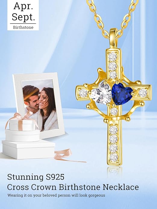 Valentine's Day Gifts for Wife 925 Sterling Silver Double Birthstone Pendant Necklaces I Love You for Always and Forever Necklace Anniversary Birthday Gifts for Wife Girlfriend Mom Her