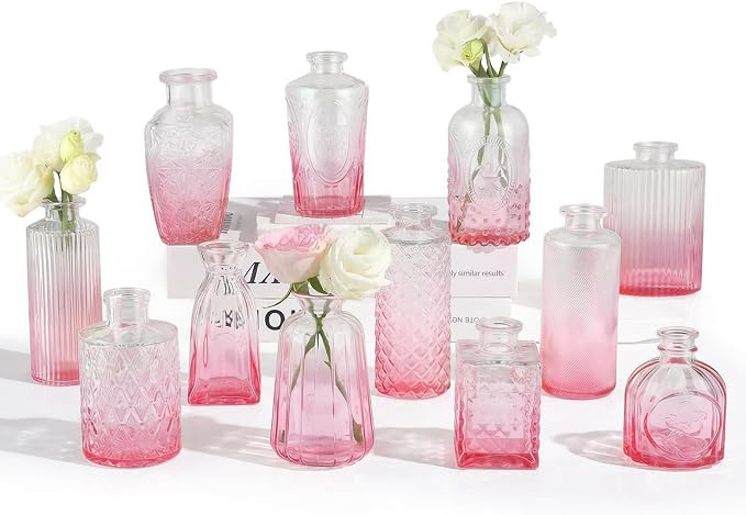 12 Pack Glass Bud Vases Mini Flower Vase Small Vintage Vases by RUCKAE