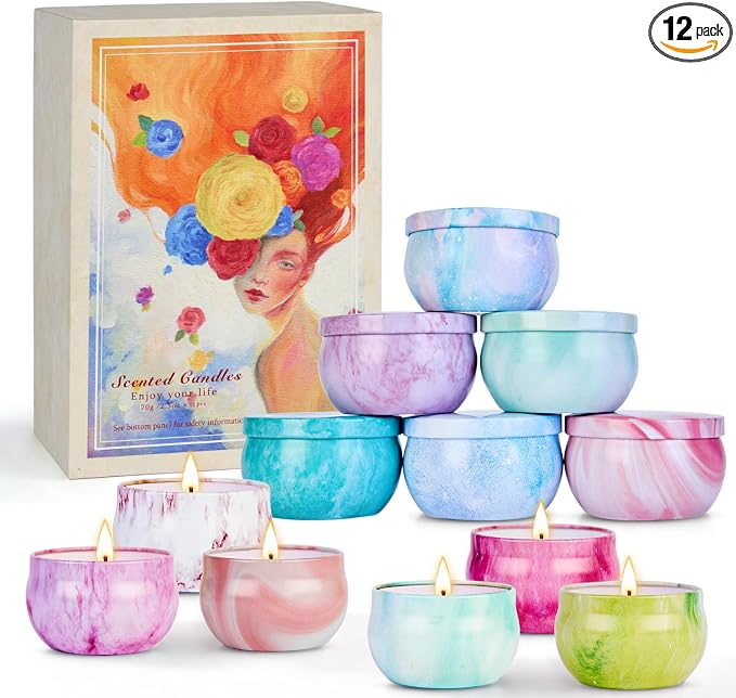 Scented Candles Gift Set for Women, 12 Pack Soy Wax Aromatherapy Candles by BXGRH
