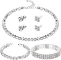 Glenmal Pearl Rhinestone Jewelry Set for Women Pearl Necklace Bracelet Earrings for Wedding Birthday Bridal Shower Tea Party