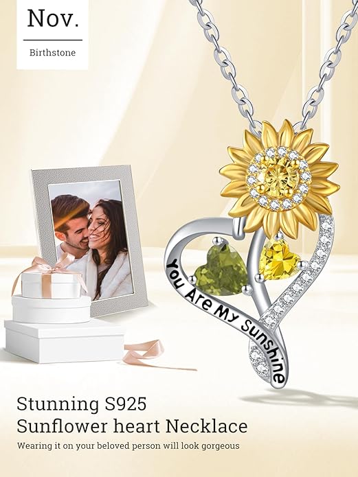 Valentine's Day Gifts for Wife 925 Sterling Silver Double Birthstone Pendant Necklaces I Love You for Always and Forever Necklace Anniversary Birthday Gifts for Wife Girlfriend Mom Her