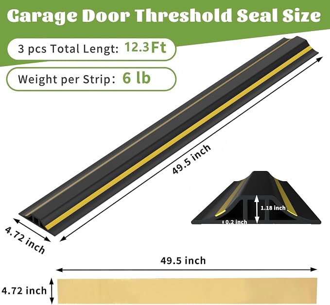 1.25" H Garage Door Threshold Seal, Total 12.3 FT - Image 2