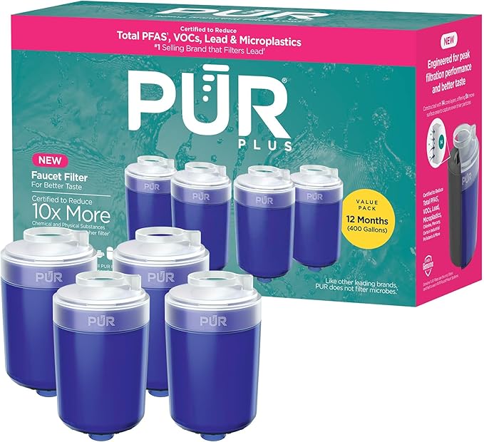 PUR Plus Faucet Mount Replacement Filter 4-Pack, Genuine PUR Water Filter by PUR