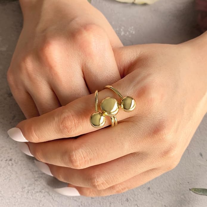 Sora Tuki Rings for Women Chunky Rings Set Adjustable Stackable Ring for Women Bold Thick Statement Ring Trendy Chunky Jewelry