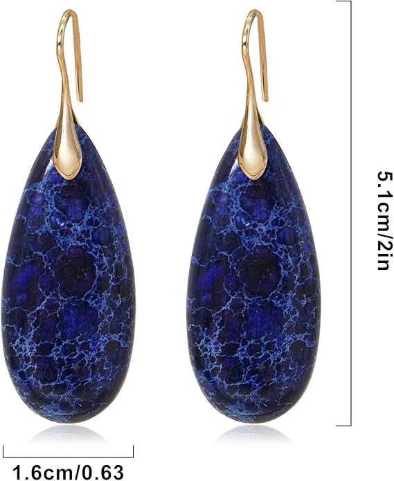 Natural Stone Earrings Waterdrop Stone Dangle Earrings for Women