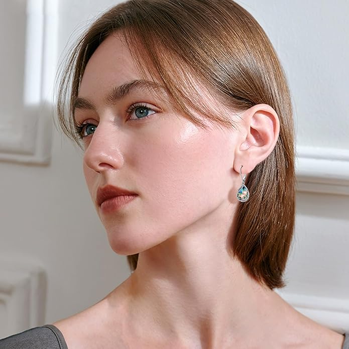 Animal Earrings 925 Sterling Silver Abalone Shell Dangle Drop Earrings Leverback Earrings Cute Animal Jewelry Gifts for Women Girlfriend