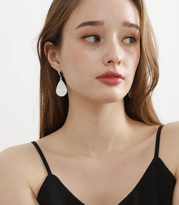 OZEL Gold Dangle Earrings for Women Brushed Finish, Matte Gold Statement Jewelry, 14k Gold Plated