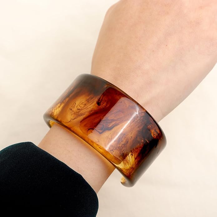 Chunky Resin Wide Bangle Bracelets for Women, Trendy Statement Minimalist Acrylic Bracelet Prom Holiday Jewelry Gift