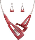 SFE Irregular Enamel Triangle Shape shell Collar Bib Bohemian Boho Statement Necklace Earrings Fashion Costume Jewelry Set for Women