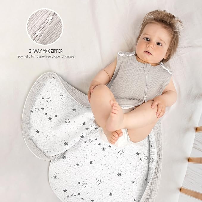 lulumoon Sleep Sack Muslin for Baby: Cotton Wearable Blanket for 15-24 Months - Soft Lightweight Ideal for Nursery Lounge Nighttime Naptime