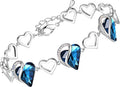 Leafael Infinity Love Heart Link Bracelets, Birthstone or Healing Stone Crystal Bracelet for Women, Silver Tone Jewelry Gifts for Her, 7-inch Chain and 2-inch Extender