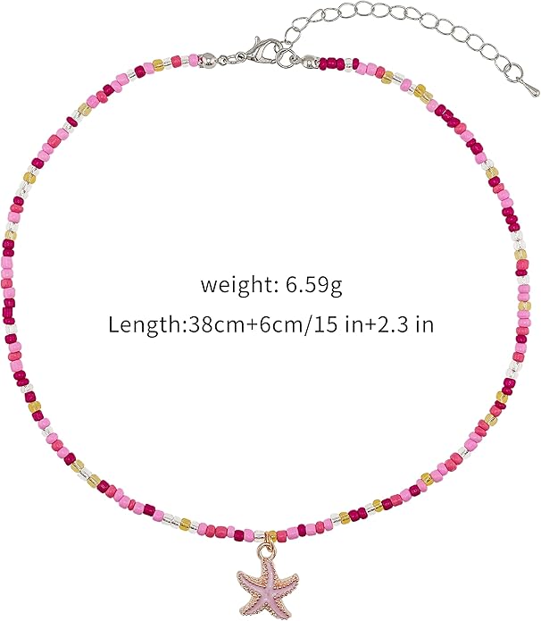 Women's Shell Starfish Boho Layered Beaded Necklace Choker for Summer Beach Vacation Gifts for Birthday/Anniversary/Christmas