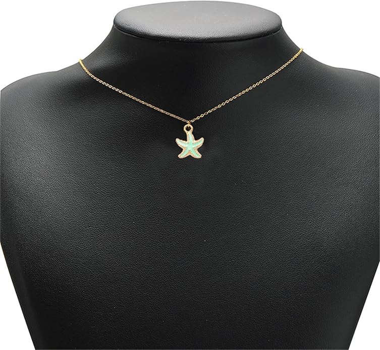 Dreuyet Starfish Necklaces for Women Dainty Alloy Enamel Ocean Starfish Pendant Necklaces Cute Tiny Summer Beach Necklace Jewelry Gifts for Best Friend