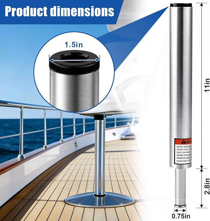 3/4" Boat Seat Pin Post;1.5-Inch Diameter Marine Aluminum Alloy Pedestal Base - Image 2