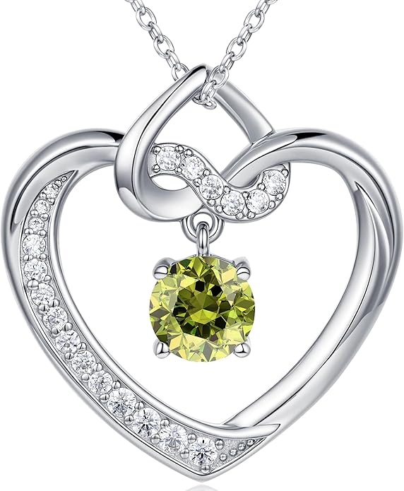 Heart Birthstone Necklaces Gifts for Women Wife, Jewelry for Women Wedding Anniversary Birthday Gifts for Wife Girlfriend Mom Christmas Valentines Gifts S925 Sterling Silver