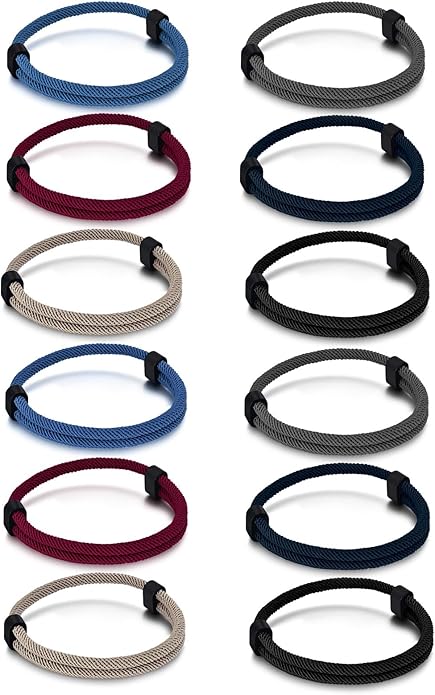 TempBeau Nautical Braided Rope Bracelets Set - 6 Pcs Adjustable Braided Cord Bracelet, Handmade Navy Marine String Bracelet with Metal Knot, Men Women Braided Bracelets Gifts