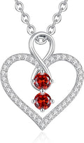 LOUISA SECRET Infinity Double Birthstone Necklace, 925 Sterling Silver Tiny Pendant Heart Necklace for Women Wife Her, Best Jewelry Gift Heart Jewelry Meaningful Gift for Valentine's Day, Christmas, Birthday Anniversary